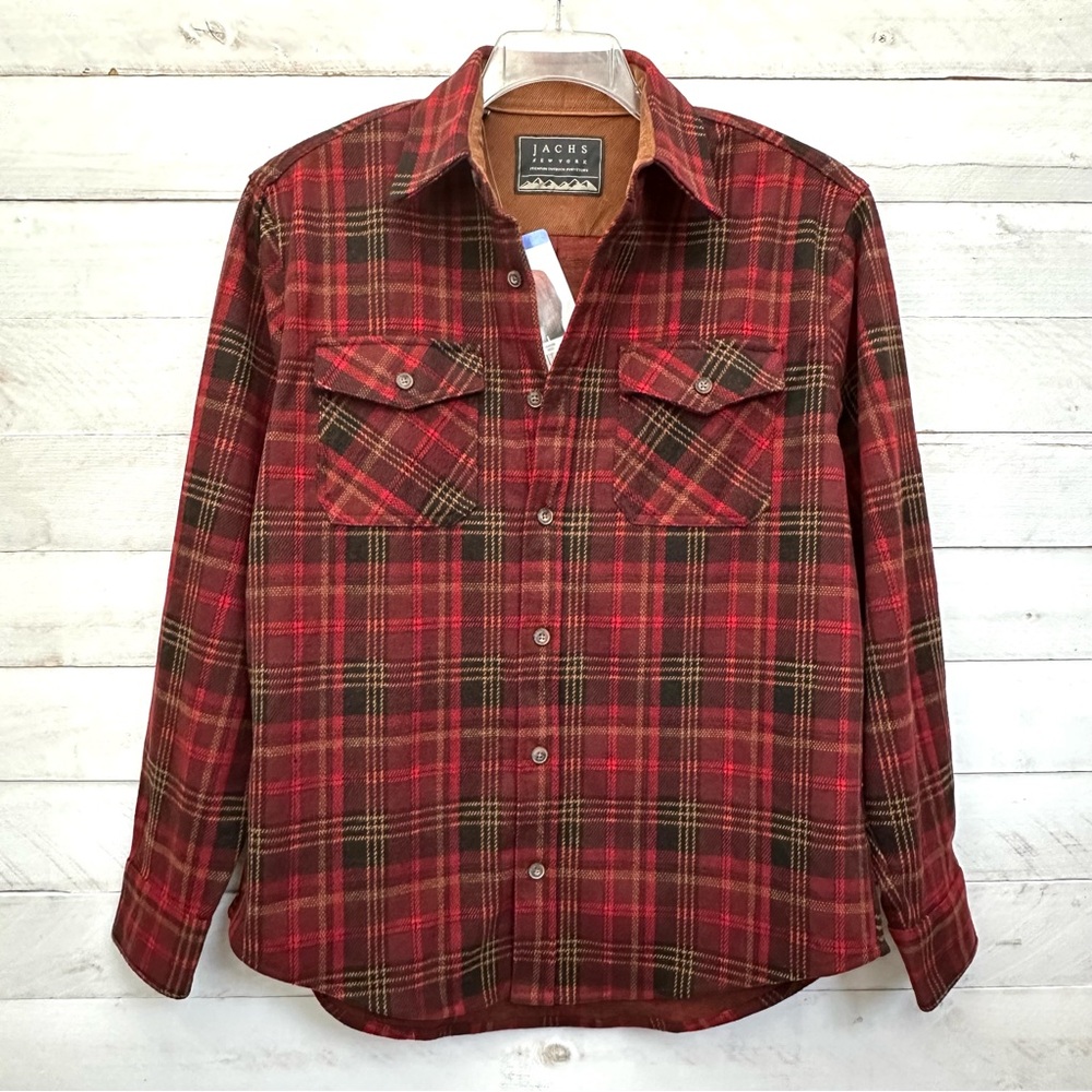 Jachs Men’s Flannel Shirt • Sz L • Red Plaid • NWT